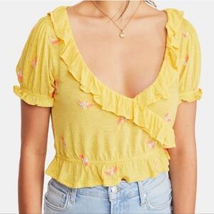 Yellow Ruffled Women's Top